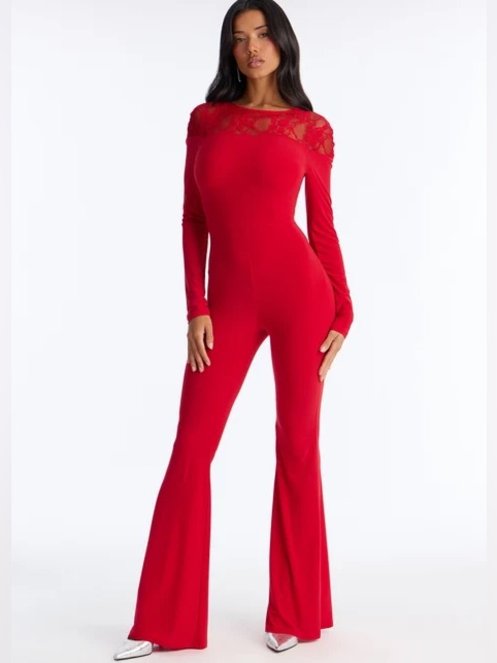 Rosanna Lace Trim Flare Jumpsuit NEW 🏷️